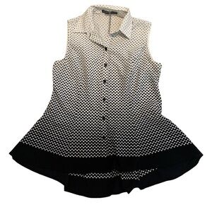 Signature Collection Black and White Polka Dot Tunic Top Small